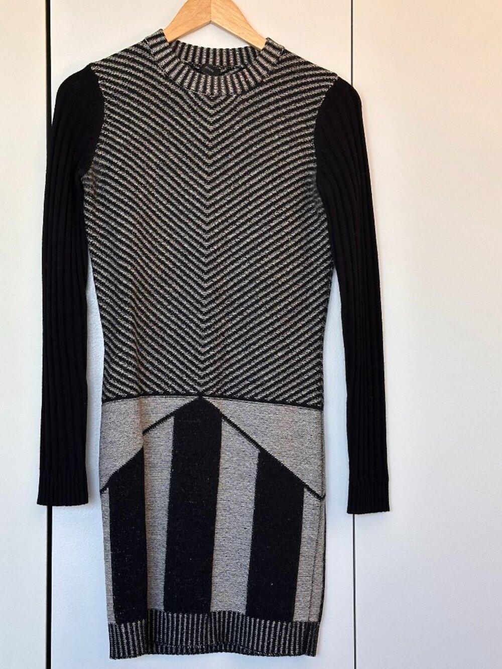 Joseph Geometric Pattern Sweater Tunic Dress - Size S